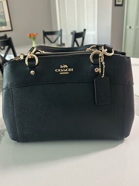 EUC Coach Black Leather Mini Brooke Carryall Satchel Gold Tone Hardware